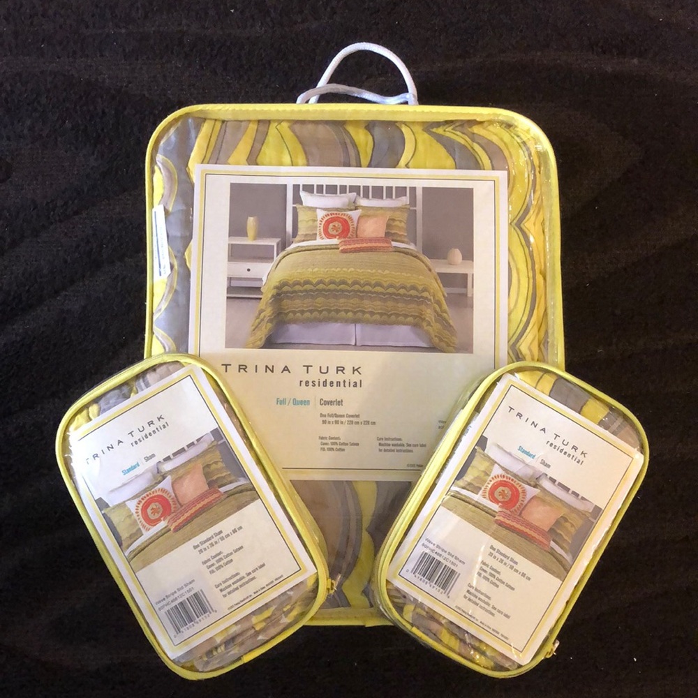 Brand New Trina Turk Coverlet with matching shams
